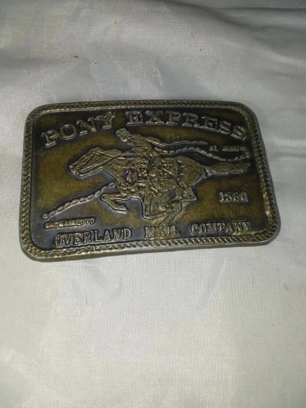 Pony Express Overland Mail Company Western 1970's Vintage Belt Buckle